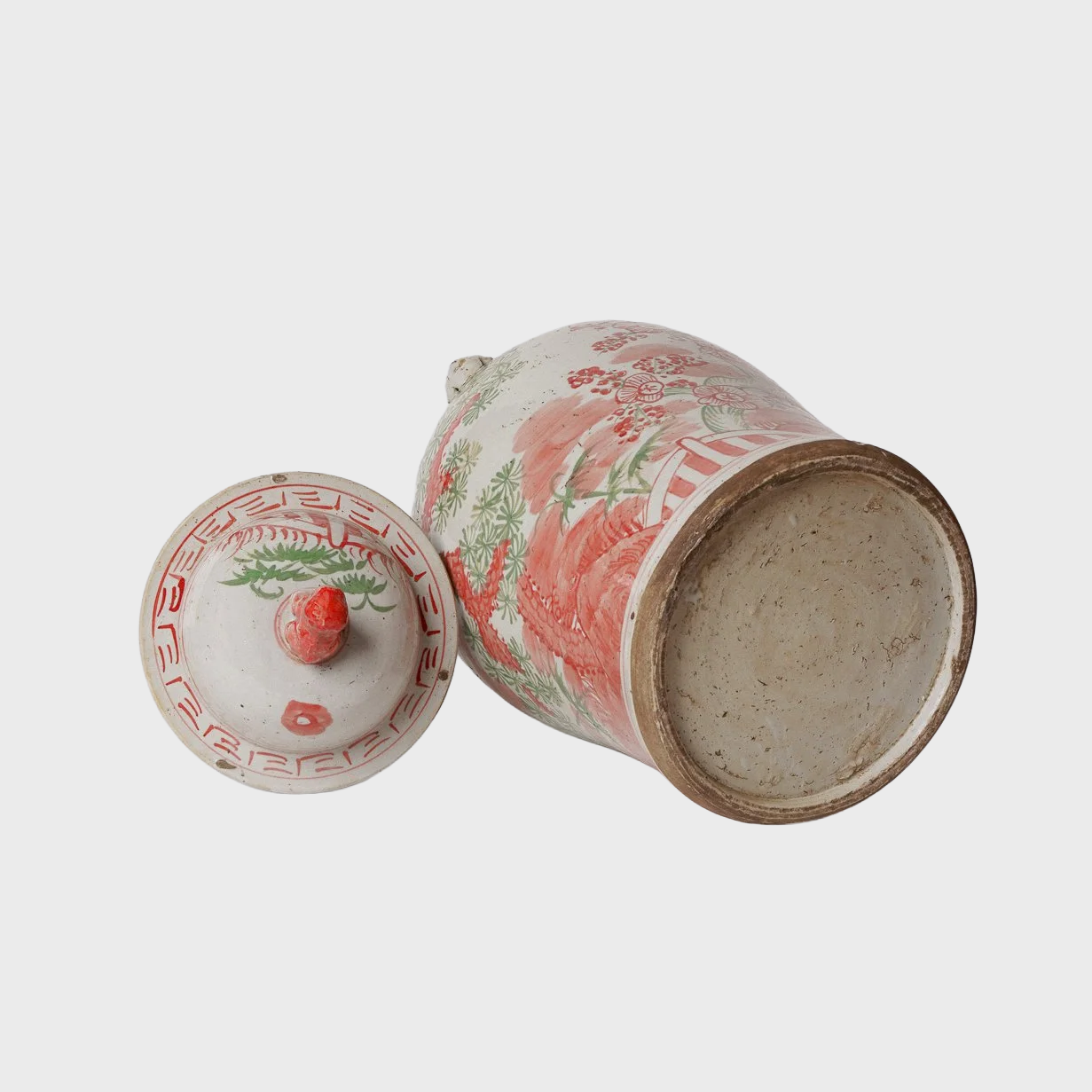 Pink & Green Porcelain Three Friends Temple Jar