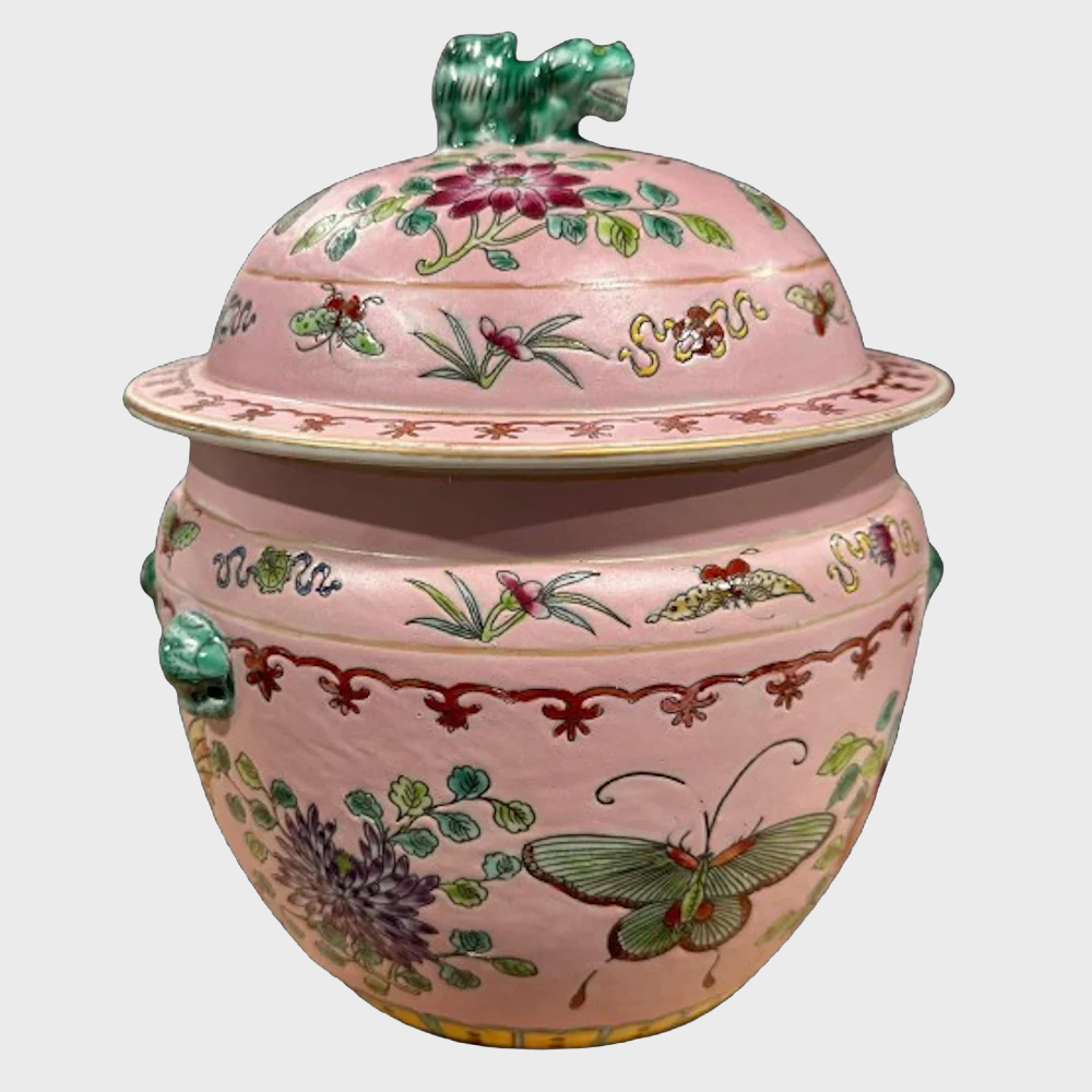 Pink Chinoiserie Design Lidded Pot