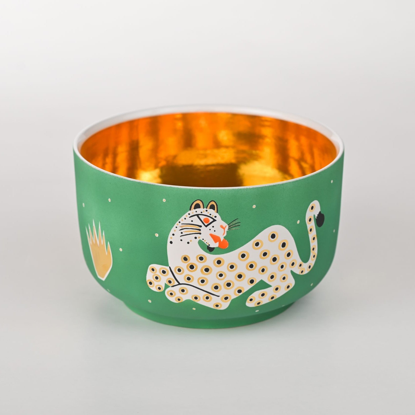 Green Large Chubby Bowl Leopard